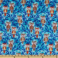 44'' Wide Michael Miller Moonlit Owls Night Fabric By The Yard