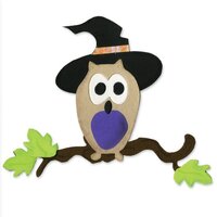 Sizzix 655567 Bigz Die Owl with Witch Hat by Brenda Pinnick, Multicolor