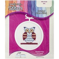 Janlynn 18 Count Mini Counted Cross Stitch Kit, 2-1/2-Inch, Owl