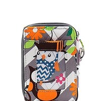 Owl Chevron Stripe Mini Cell Phone Wristlet Wallet with ID Pocket