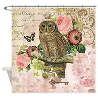CafePress Vintage French Shabby Chic Owl Decorative Fabric Shower Curtain