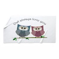 CafePress Owl Always Love Cut Cute Owls Art Large Beach Towel, Soft Towel with Unique Design
