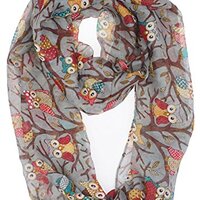 VIVIAN & VINCENT Fall Winter Soft Lightweight Owls for Christmas Trees Sheer Infinity Scarf for 