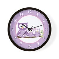CafePress Purple Owls Wall Clock Unique Decorative 10" Wall Clock