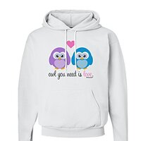 TooLoud Owl You Need Is Love Hoodie Sweatshirt White - 2XL