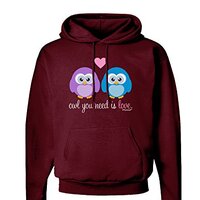 TooLoud Owl You Need Is Love Dark Hoodie Sweatshirt Maroon - 2XL