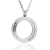 Jovivi 30mm Living Floating Memory Glass Locket Necklace - Stainless Steel Round Crystals Buckle Clo