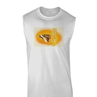 TooLoud Watercolor Owl Moth Muscle Shirt - White - 2XL