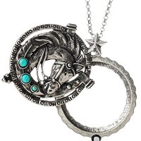 Artisan Owl Horse with Turquoise Stone Magnifier Magnifying Glass Sliding Top Magnet Pendant Necklac