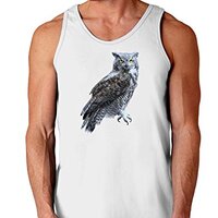 TooLoud Great Horned Owl Photo Loose Tank Top - White - 2XL