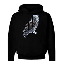 TooLoud Great Horned Owl Photo Dark Hoodie Sweatshirt Black - 2XL