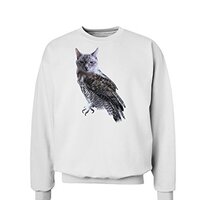 TooLoud Lucky Cat Owl Sweatshirt - White - 3XL