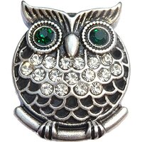 Owl with Green Eyes Snap Charm (Standard 18mm Size)