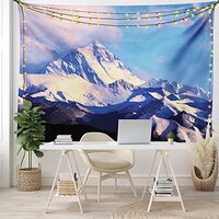 Ambesonne Mountain Tapestry, Snowy Landscape of The Highest Mount Everest from North Cloud on Glacie