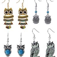 CUTIEJEWELRY Owl Bird For Women Ladies Girls Jewelry Dangle Earrings (Owl) 4 PAIRS