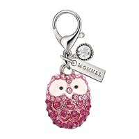 MC52 Crystal Wise OWL Teacher Lobster Clasp Charm Pendant with Pouch Bag (Hot Pink ,1 piece)