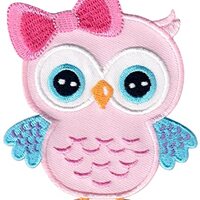 PatchMommy Owl Patch, Iron On/Sew On - Appliques for Kids Children (Pink/Blue)
