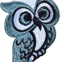 HHO Blue Owl with Lovely White Patch Embroidered DIY Patches, Cute Applique Sew Iron on Kids Craft P