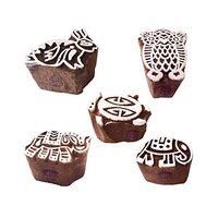 Crafty Pattern Animal and Owl Wood Print Blocks (Set of 5)