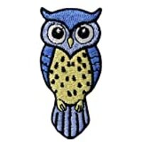 Cute Blue and Yellow Owl Applique Embroidered Badge Iron On Sew On Patch