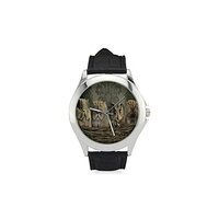 Cute owl and cats Pattern Women's Classic Leather Strap Watch
