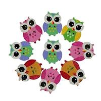 ROSENICE Wooden Animal Button 100Pcs Owl Sewing Buttons Scrapbooking DIY Craft (Mixed Color)