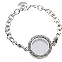 LUOEM Floating Locket Bracelet Crystal Living Memory Locket Bracelet Jewelry for Floating Charms Gif