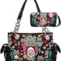 Colorful Owl Western Summer Fashion Purse Concealed Carry Handbags Women Country Shoulder Bag Wallet