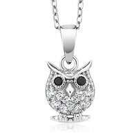 Gem Stone King 925 Sterling Silver Owl Pendant Necklace For Women Girls Jewelry Gifts With 18 Inch C
