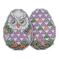 Owl Egg Beaded Counted Cross Stitch Easter Ornament Kit Mill Hill 2018 Jim Shore Character Eggs JS18