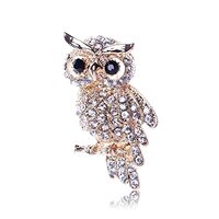 Exquisite Rhinestone Owl Brooch Cute Animal Full Crystal Owl Brooch Pin for Women Christmas Enamel X