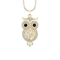 Cute Owl Crystal Pendant Necklace for Women Girls - 1.57" Bird Tree Pendants Snake Chain Neckla