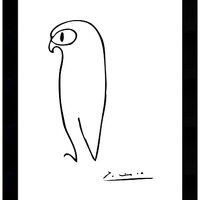 Amanti Art Wood Framed Wall Art Print Owl by Pablo Picasso (9 in. W x 11 in. H), Svelte Unique Black