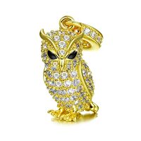 GNOCE Owl Pendant Charm 925 Sterling Silver Guarding You 18k Gold Plated Charm with CZs Fit for Brac