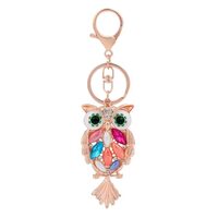 YEMIANJU Rose Gold Tone Cute Owl Bag Charm Keychain Car Key Chain with Key Rings for Women Girls Gif