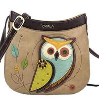 Chala Handbags Owl Crescent Crossbody Handbag Purse, Owl Lovers