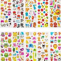 ALLYDREW 3D Puffy Stickers Bubble Stickers for Crafts & Scrapbooking (10 Sheets), Zoo Animals, K