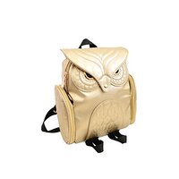 TENDYCOCO Women Girls PU Leather Owl Cartoon Backpack Fashion Casual Satchel School Purse (Gold) Med