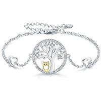 MEDWISE Women Tree of life Owl Wisdom Bracelet 925 Sterling Silver Adjustable Bracelet Charm Chain J