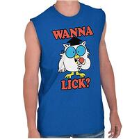 Wanna Lick? Mr. Owl Tootsie Pop Funny Tank Top Shirt Women Men Royal
