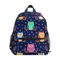 OREZI Colorful Cute Owl With Berries Preschool Backpack with Chest Strap,Mini Toddler Backpack with 