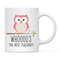 Andaz Press Funny 11oz. Coffee Mug Teacher Owl Pun Gift, Whoooo's The Best Teacher, Owl Graphic