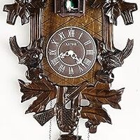 JUSTIME 14-inch Cuckoo Clock Pendulum Cuckoo Clocks for Wall Home Decor Couple Owls Quartz Timepiece