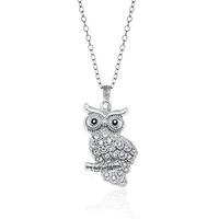 Inspired Silver - Owl Charm Necklace for Women - Silver Customized Charm 18 Inch Necklace with Cubic
