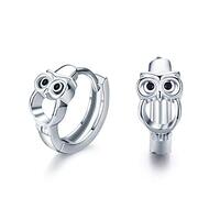Cuoka Owl Earrings 925 Sterling Silver Owl Hoop Huggie Earrings,Hypoallergenic Small Round Hoop Earr