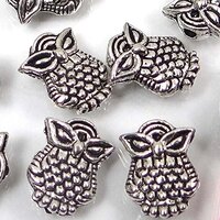 20 Antique Silver Pewter Owl Owlet Beads 10x8mm, Beading, Jewelry Making, DIY Crafting, Arts & S