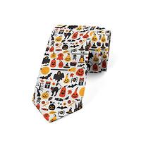 Lunarable Men's Tie, Candies Owls and Castles, 3.7", Orange Yellow Black