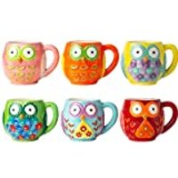 Ceramic Owls Mug Set of 6 - Novelty Coffee Mugs for made of, Chip-free Ceramic - Cute Gifts for Owl 