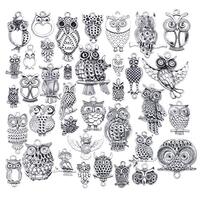 100g (about 35-40pcs) Mixed Alloy Owl Charm Pendant Retro Pendant Craft Supplies Jewelry Findings fo