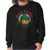 Brisco Brands Woodsy Owl Wild Thing Don’t Pollute Sweatshirt for Men or Women Black